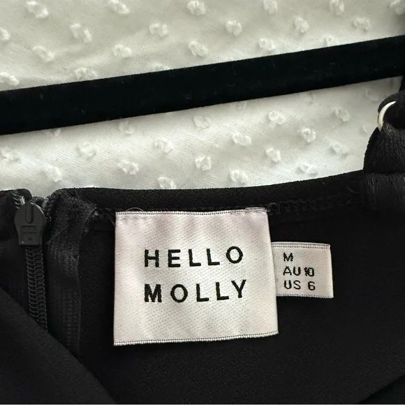 Hello Molly Black Mini Dress with Silver Bow - Picture 5 of 5